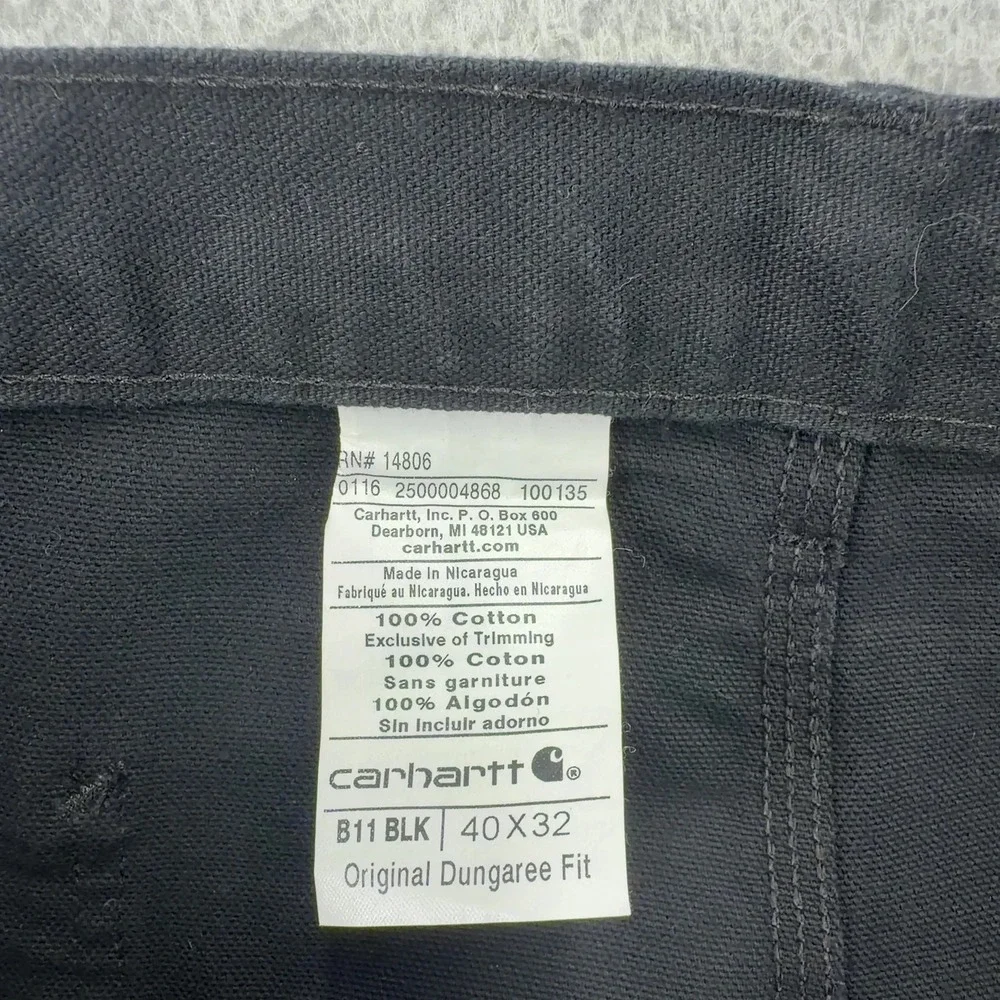 Carhartt Jeans Mens 40x32 Black Loose Straight Washed Duck Dungaree Orginal Fit